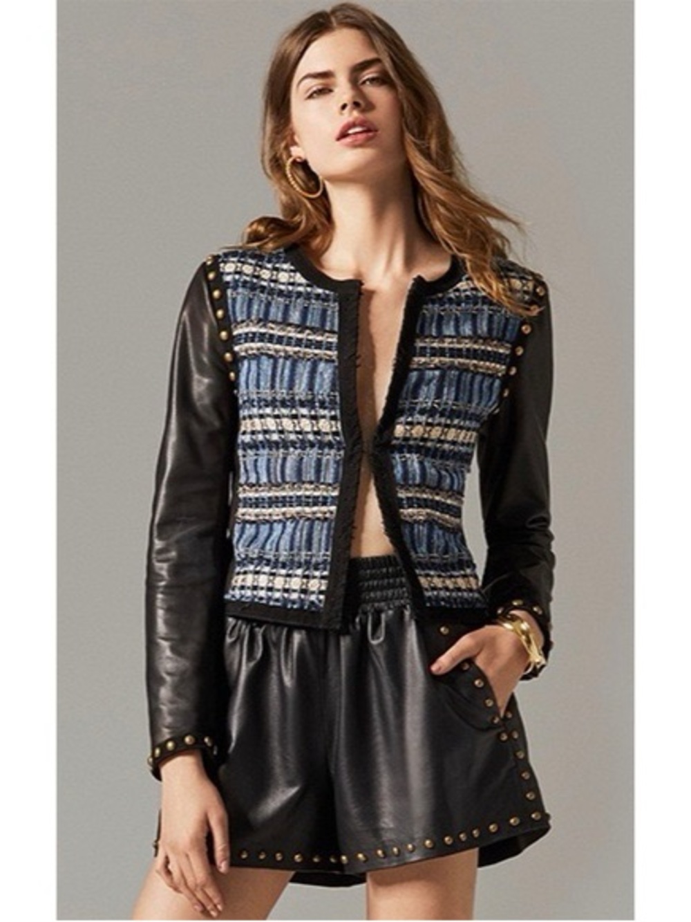 Women’s Ramy Brook Leather & Tweed Alanza Jacket - Size M